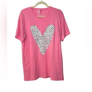 Bella Canvas V-Neck Dalmatian Print Heart Size L